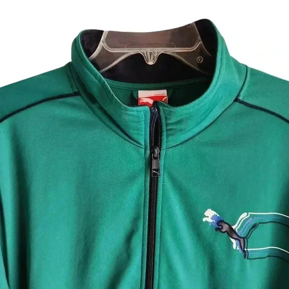 Puma Men’s XXL Green Navy Track Jacket Full Zip - Picture 3 of 13